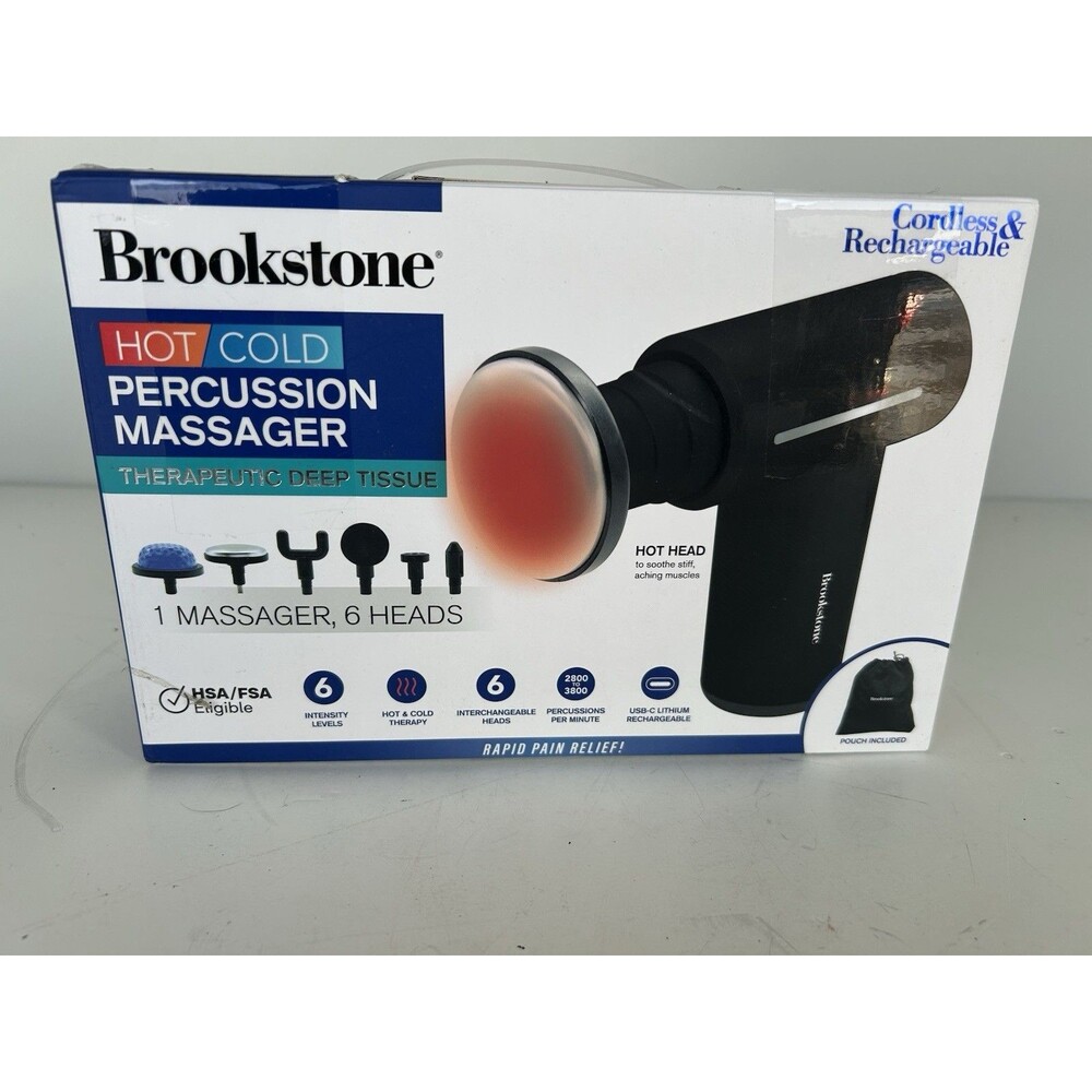 Brookstone Hot Cold Percussion Massager Cordless Rechargeable New Open Box